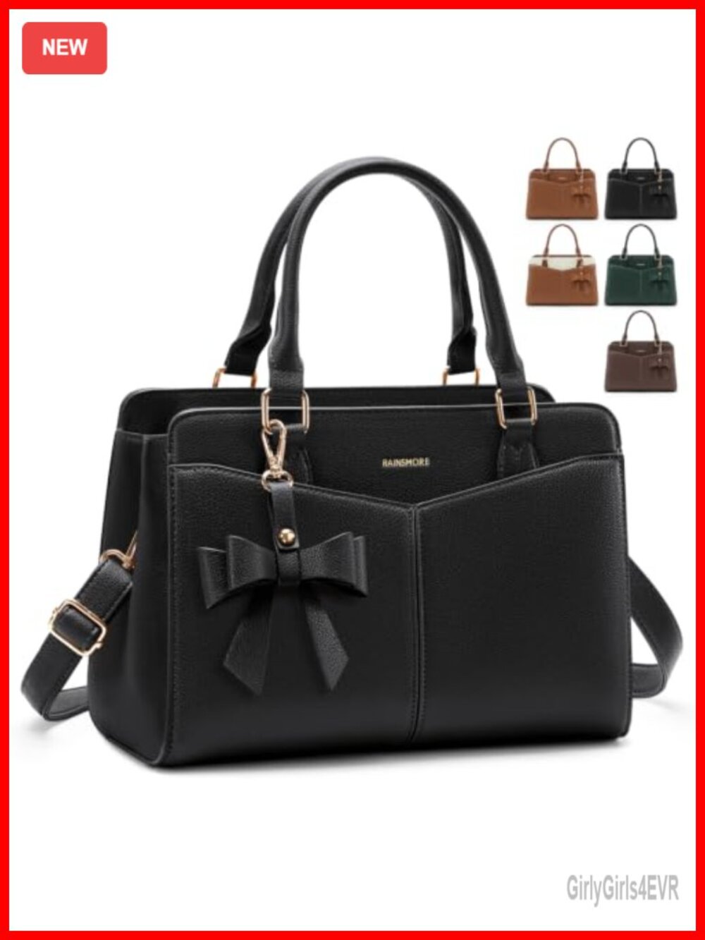Structured PU Leather Satchel Purse for Women Work Handbag Crossbody Shoulder